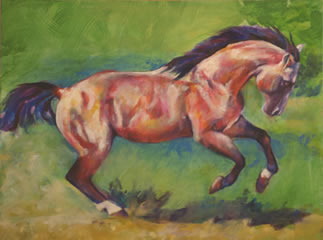 Buckskin AQHA stallion oil painting - Sportin A Shiner